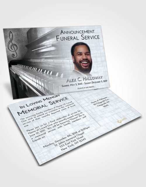 Funeral Announcement Card Template Freedom Piano Passion