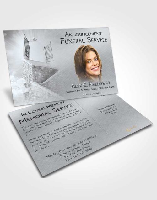 Funeral Announcement Card Template Freedom Stairway to the Gates of Heaven