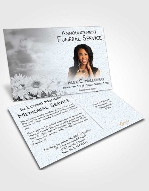 Funeral Announcement Card Template Freedom Sunflower Bliss