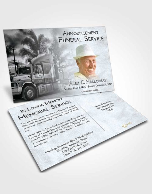 Funeral Announcement Card Template Freedom Trucker Days
