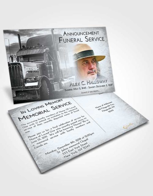 Funeral Announcement Card Template Freedom Trucker Drive
