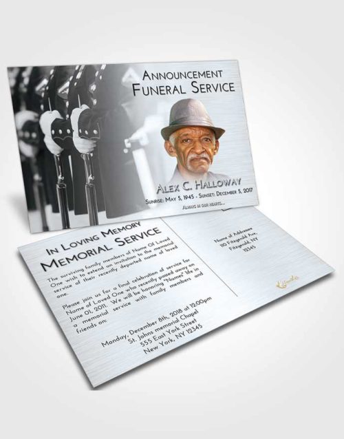 Funeral Announcement Card Template Freedom Veterans Goodbye