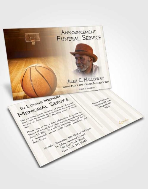 Funeral Announcement Card Template Golden Basketball Dreams