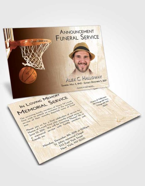 Funeral Announcement Card Template Golden Basketball Journey