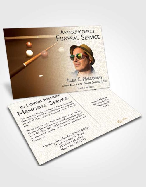 Funeral Announcement Card Template Golden Billiards Peace