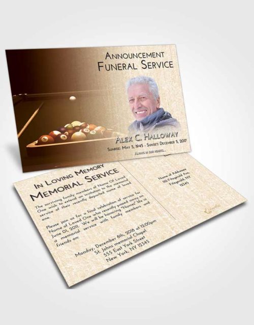 Funeral Announcement Card Template Golden Billiards Pride