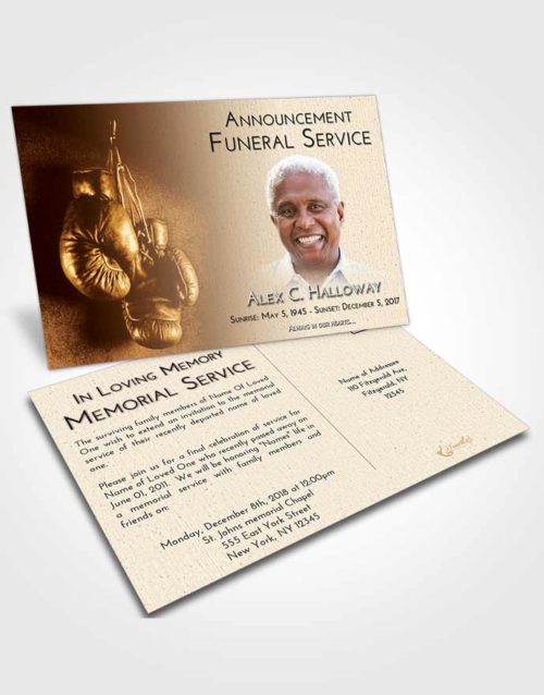 Funeral Announcement Card Template Golden Boxing Serenity