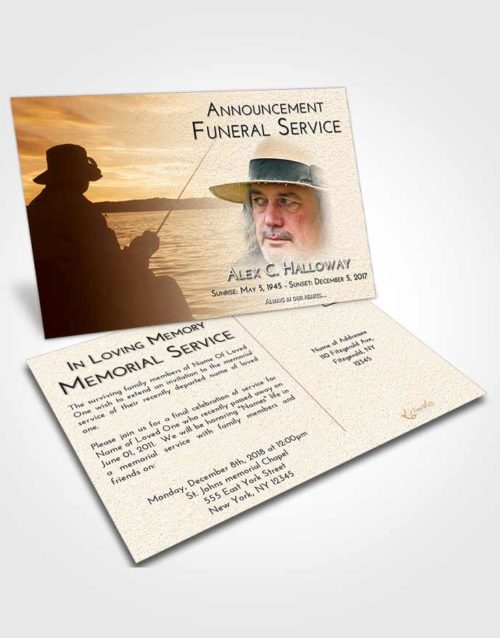 Funeral Announcement Card Template Golden Fishing Desire