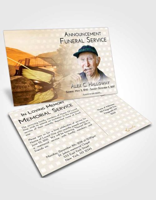 Funeral Announcement Card Template Golden Fishing Dreams
