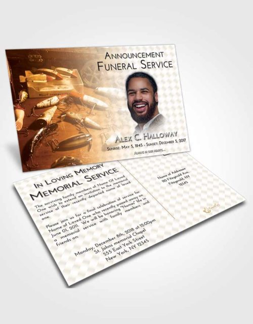 Funeral Announcement Card Template Golden Fishing Honor