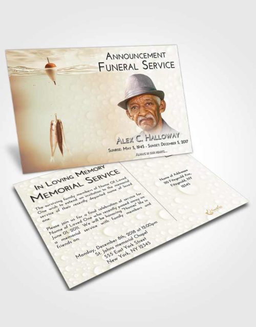 Funeral Announcement Card Template Golden Fishing in the Sea