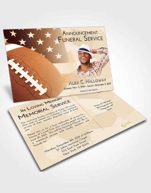 Funeral Announcement Card Template Golden Football Pride