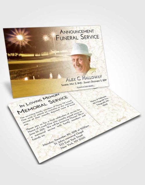 Funeral Announcement Card Template Golden Golf Paradise