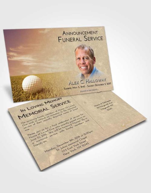 Funeral Announcement Card Template Golden Golf Serenity