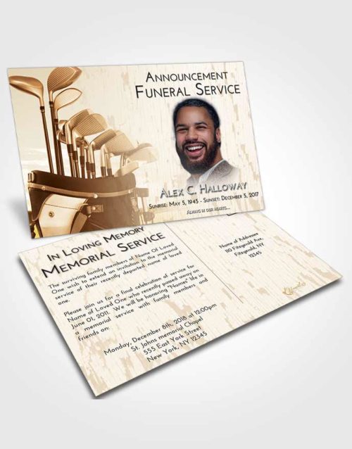 Funeral Announcement Card Template Golden Golf Set