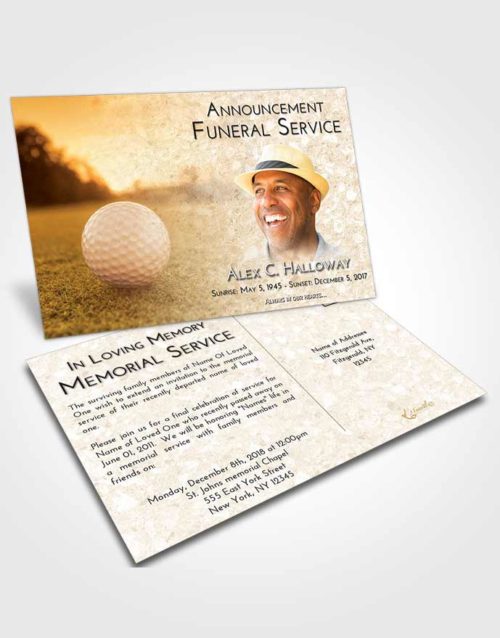 Funeral Announcement Card Template Golden Golfing Honor