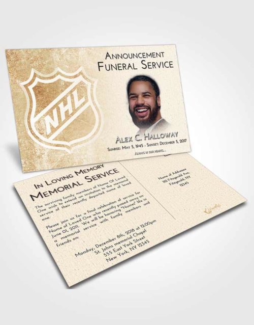 Funeral Announcement Card Template Golden Hockey Tranquility