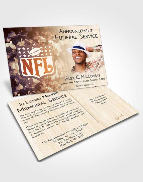 Funeral Announcement Card Template Golden NFL Star