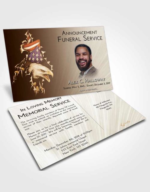 Funeral Announcement Card Template Golden Peach American Motorcycle
