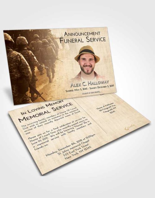 Funeral Announcement Card Template Golden Peach Army March