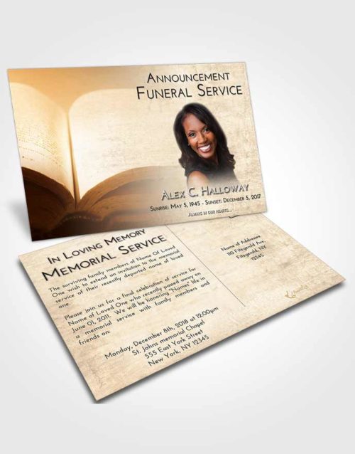 Funeral Announcement Card Template Golden Peach Bible Faith