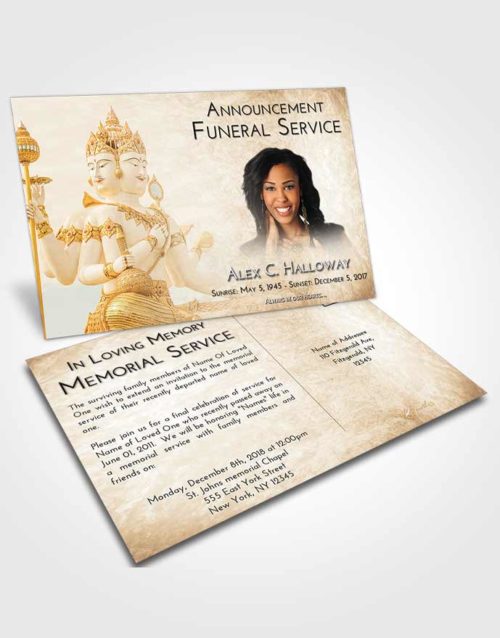Funeral Announcement Card Template Golden Peach Brahma Desire