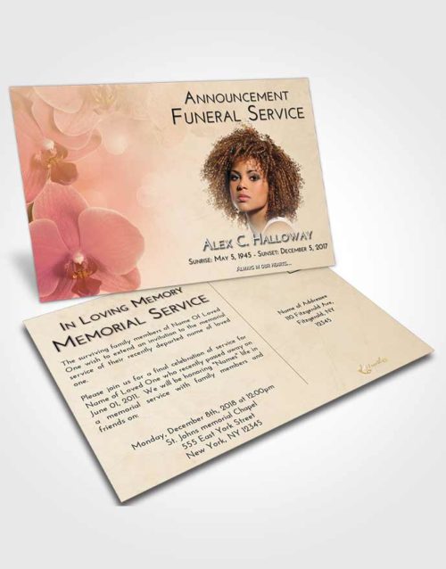 Funeral Announcement Card Template Golden Peach Floral Love
