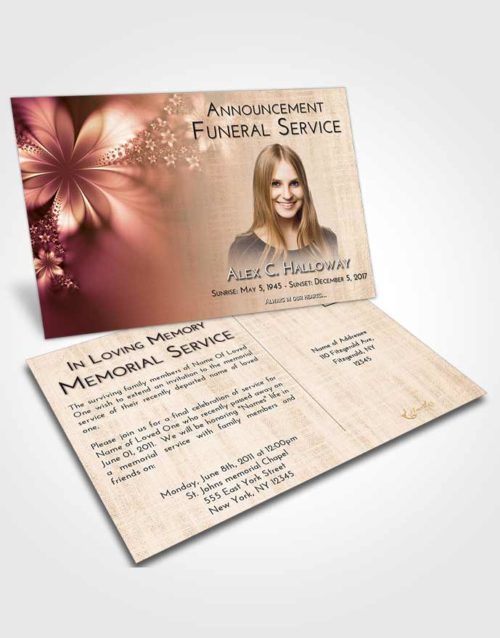 Funeral Announcement Card Template Golden Peach Floral Lust