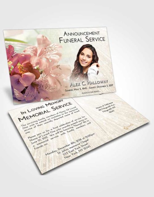 Funeral Announcement Card Template Golden Peach Floral Magic