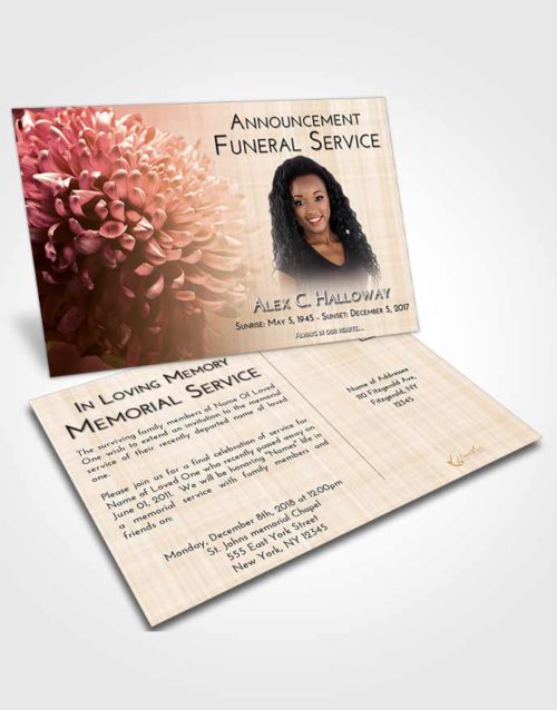 Funeral Announcement Card Template Golden Peach Floral Morning