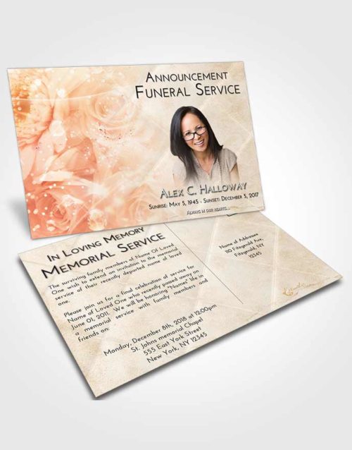 Funeral Announcement Card Template Golden Peach Floral Relaxation