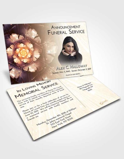 Funeral Announcement Card Template Golden Peach Floral Secret