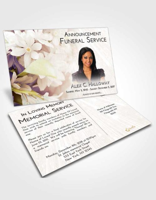 Funeral Announcement Card Template Golden Peach Floral Serenity