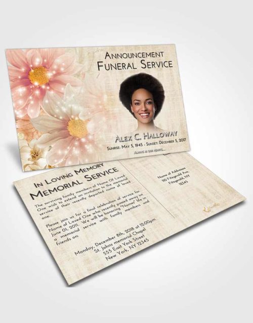 Funeral Announcement Card Template Golden Peach Floral Summer