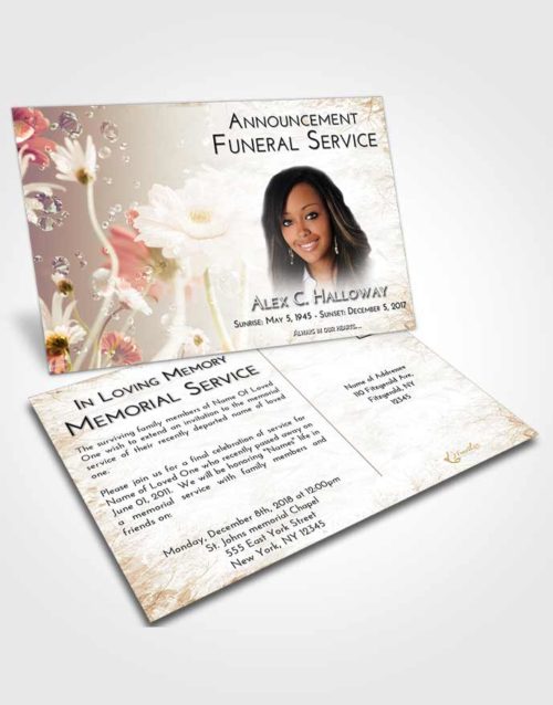 Funeral Announcement Card Template Golden Peach Floral Tranquility
