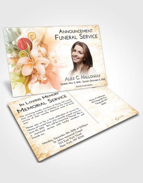 Funeral Announcement Card Template Golden Peach Floral Wish