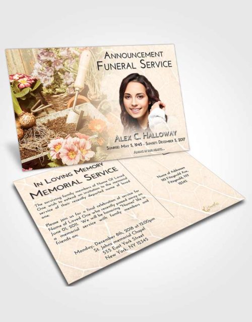 Funeral Announcement Card Template Golden Peach Gardening Memories