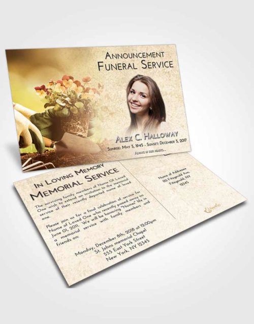 Funeral Announcement Card Template Golden Peach Gardening Passion