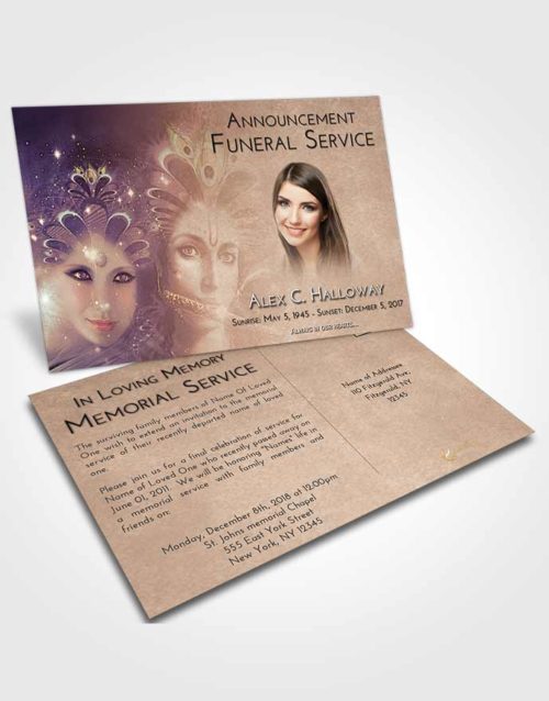 Funeral Announcement Card Template Golden Peach Hindu Desire