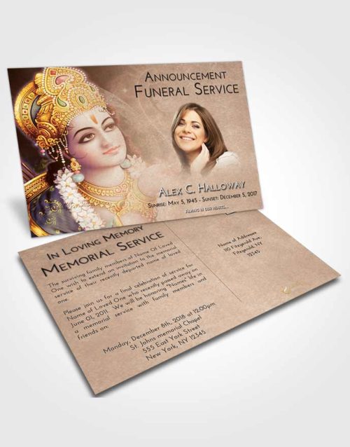 Funeral Announcement Card Template Golden Peach Hindu Majesty