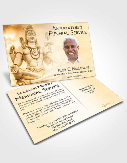 Funeral Announcement Card Template Golden Peach Hindu Mystery