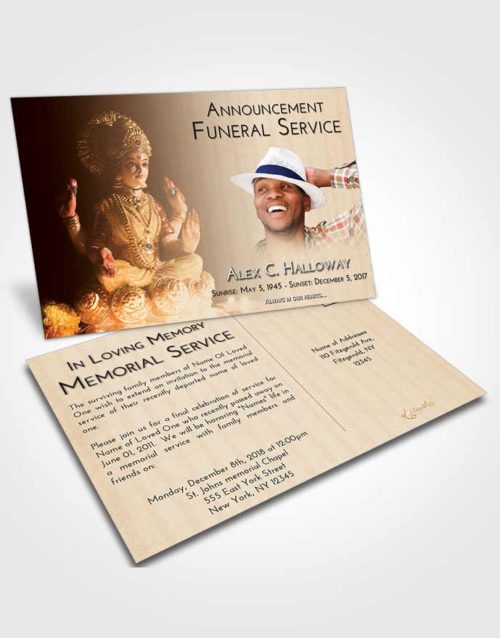 Funeral Announcement Card Template Golden Peach Lakshmi Surprise