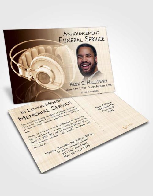 Funeral Announcement Card Template Golden Peach Music Alley
