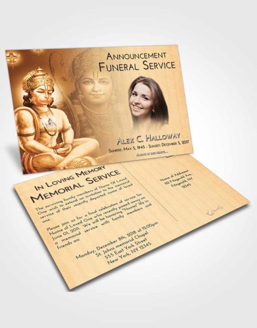Funeral Announcement Card Template Golden Peach Ram Bhakth Hanuman