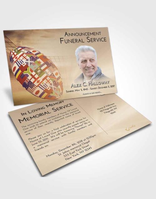 Funeral Announcement Card Template Golden Peach Rugby Passion