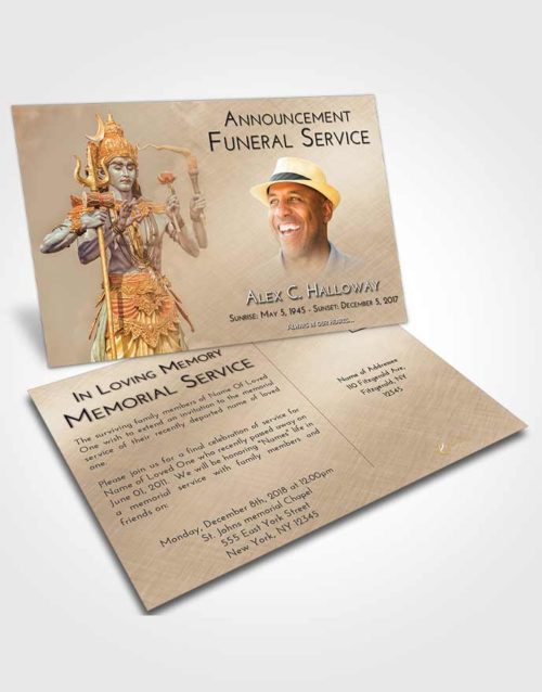 Funeral Announcement Card Template Golden Peach Shiva Desire