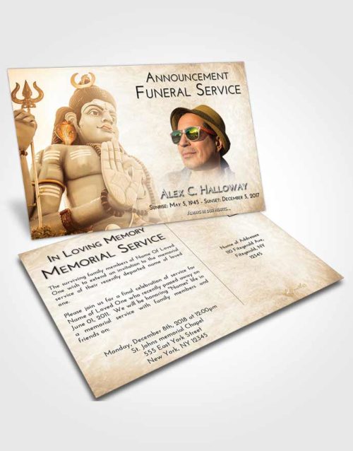Funeral Announcement Card Template Golden Peach Shiva Divinity
