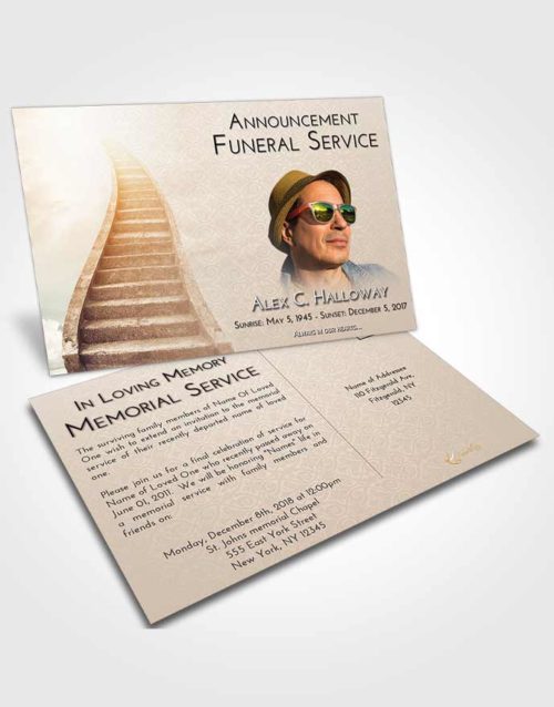 Funeral Announcement Card Template Golden Peach Stairway to Bliss