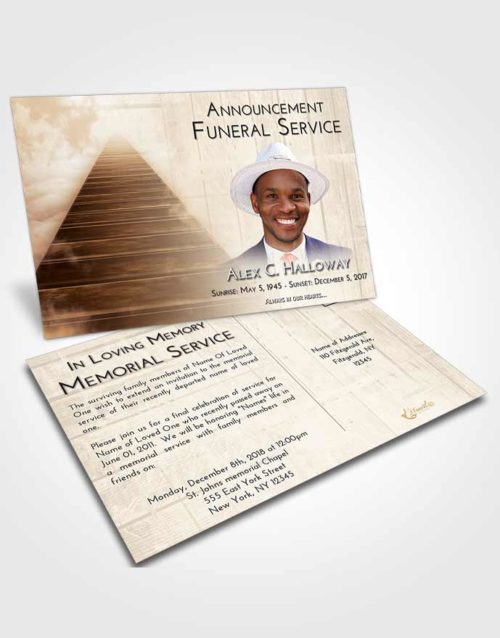 Funeral Announcement Card Template Golden Peach Stairway to Eternity