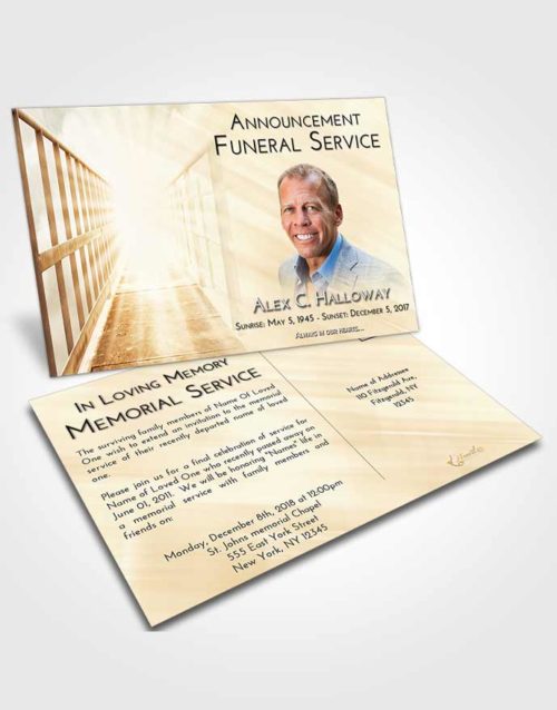 Funeral Announcement Card Template Golden Peach Stairway to Faith
